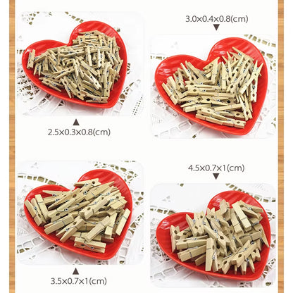 50Pcs DIY Mini Wooden Clips Handmade Craft Decorative Photo Clips Clothespin Craft Decoration Pegs Home Office DIY Toy