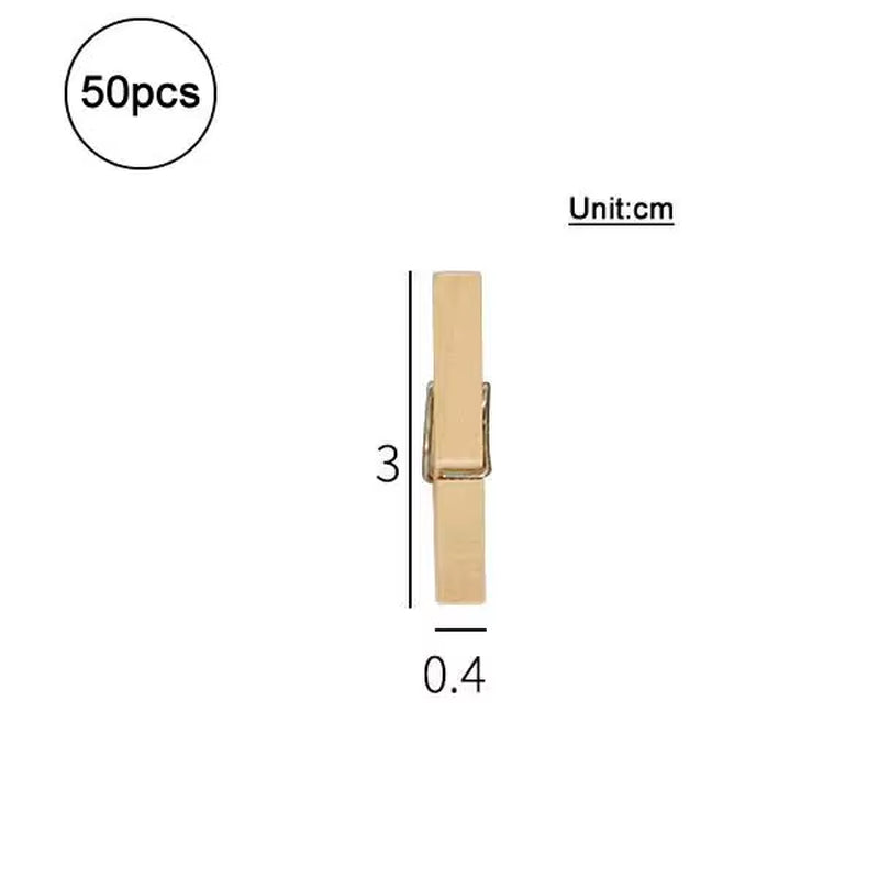 50Pcs DIY Mini Wooden Clips Handmade Craft Decorative Photo Clips Clothespin Craft Decoration Pegs Home Office DIY Toy