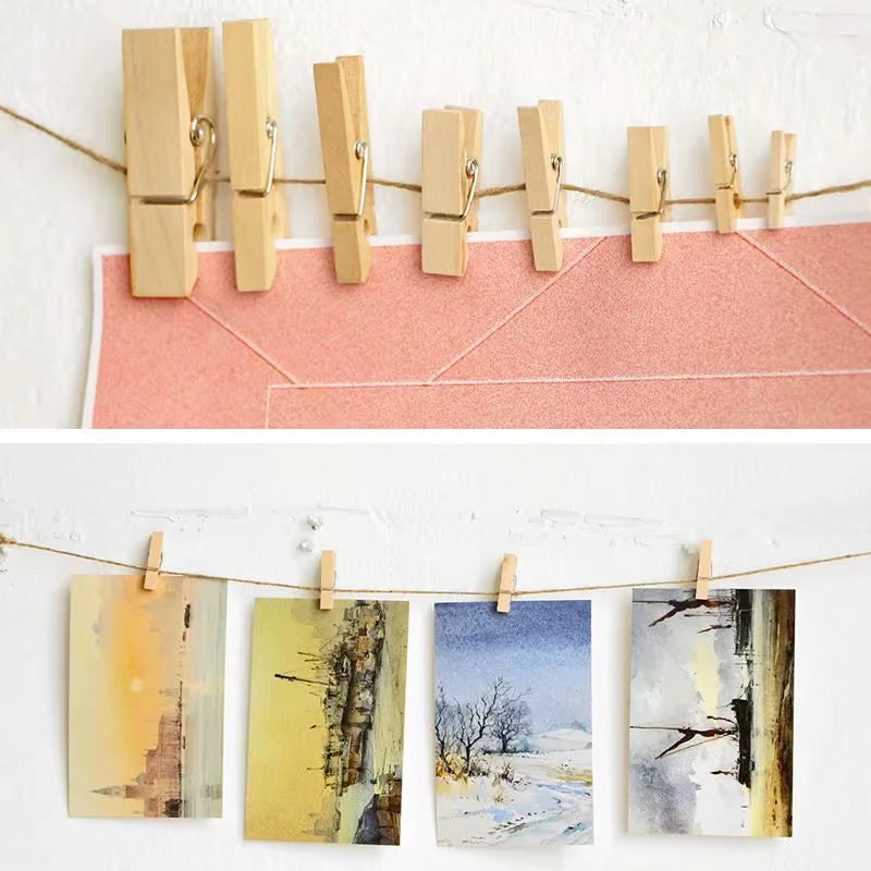 50Pcs DIY Mini Wooden Clips Handmade Craft Decorative Photo Clips Clothespin Craft Decoration Pegs Home Office DIY Toy