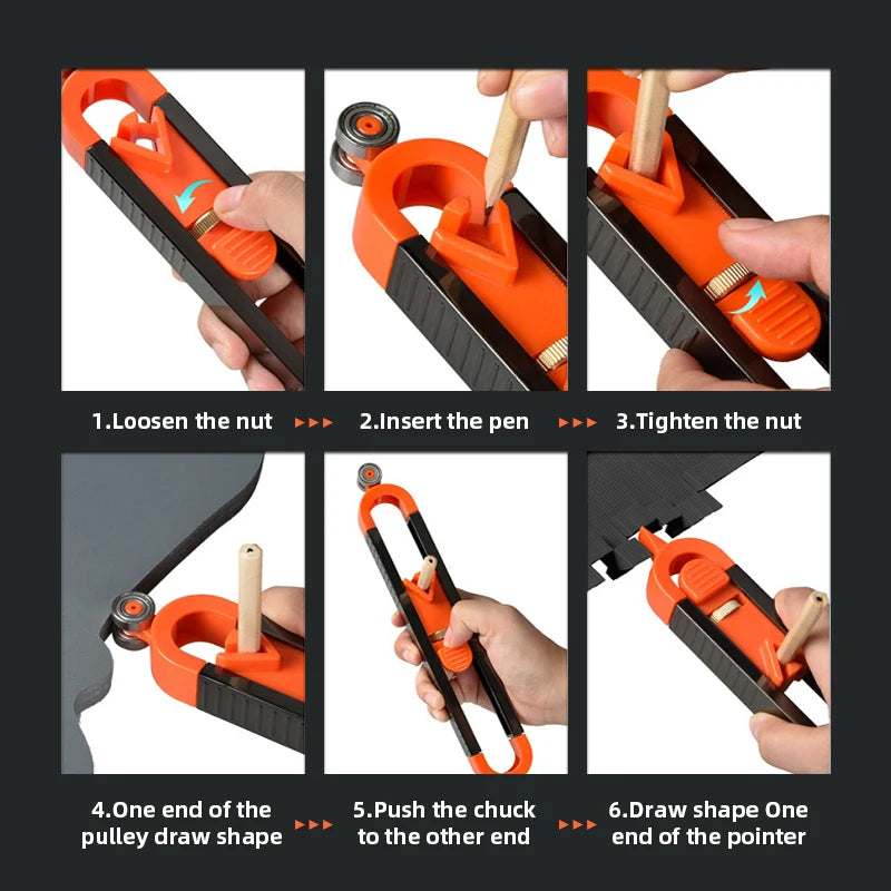 Profile Scribing Ruler Contour Gauge with Lock Adjustable Locking Woodworking Tools Measuring Gauge Measurement Tool