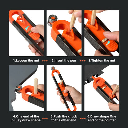 Profile Scribing Ruler Contour Gauge with Lock Adjustable Locking Woodworking Tools Measuring Gauge Measurement Tool