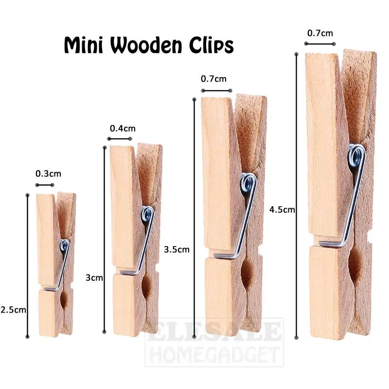 50Pcs DIY Mini Wooden Clips Handmade Craft Decorative Photo Clips Clothespin Craft Decoration Pegs Home Office DIY Toy